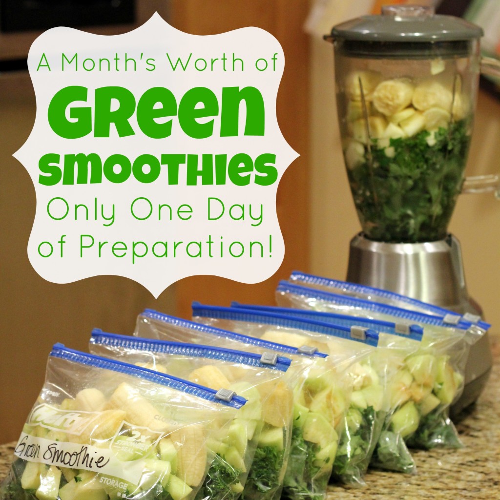 A Month's Worth of Green Smoothies - Only One Day of Prep!