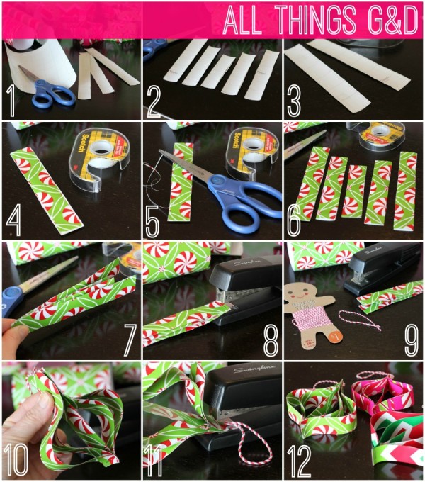 Step by step instructions for how to make ornaments from leftover wrapping paper scraps. | www.allthingsgd.com
