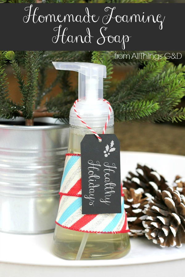 Give the gift of health this holiday season with this homemade foaming hand soap using Young Living's Thieves essential oil - it's easier than you think! {includes video tutorial} | www.allthingsgd.com