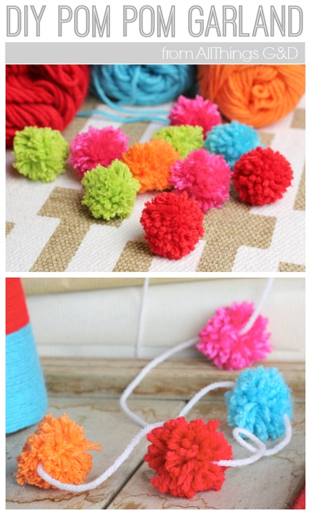 Create a festive garland for your holiday decor, birthday party or baby shower with this DIY Pom Pom Garland tutorial, complete with step by step pictures. | www.allthingsgd.com