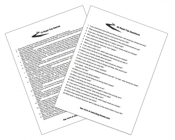 Entertaining Road Trip Games & Questions - FREE PRINTABLES from All Things G&D for Homes.com