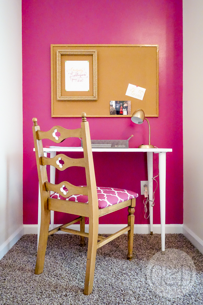 A colorful and playful girl's room created by Dusty Rogers of All Things G&D as part of GMC's 2015 Hidden Treasure Adventure. With a budget of just $285, she furnished and decorated the room with items found along the World's Longest Yard Sale. #GMCHTA #HabitatforHumanity
