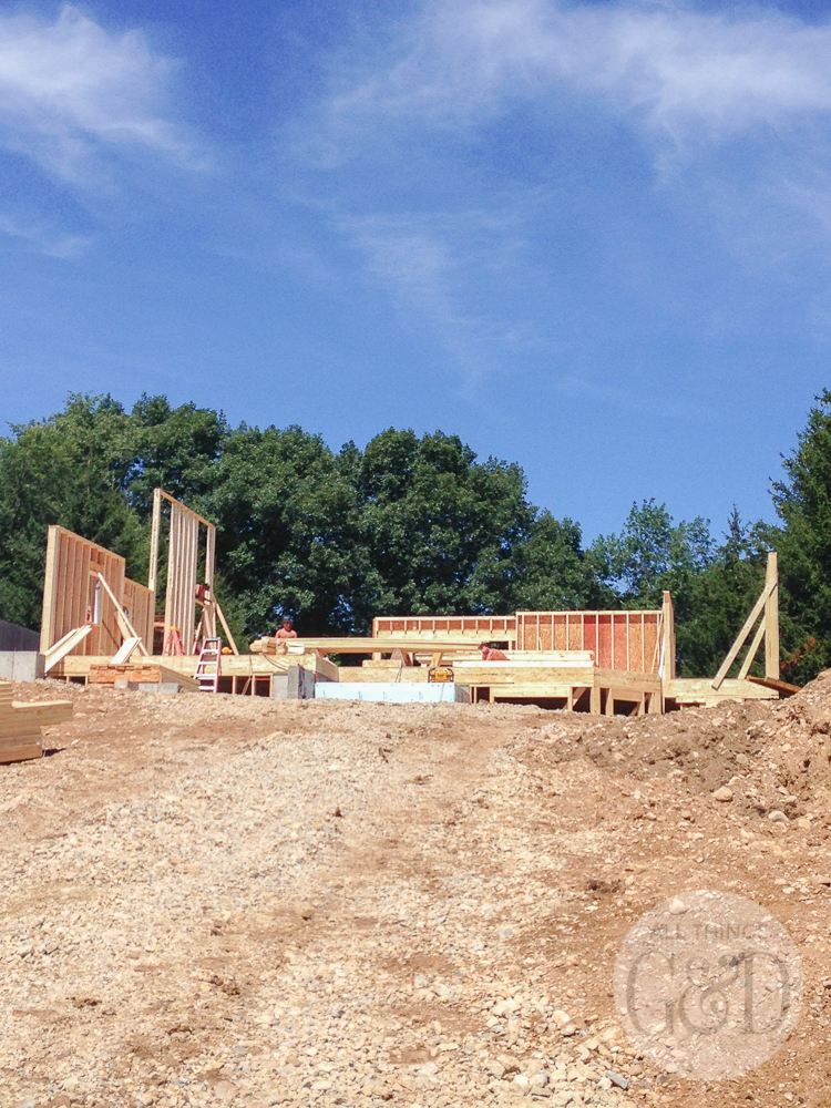 The first floor is being framed out for the "All Things G&D Dream Home" being built in Cambridge, Wisconsin by Classic Custom Homes of Waunakee. #ATGDdreamhome