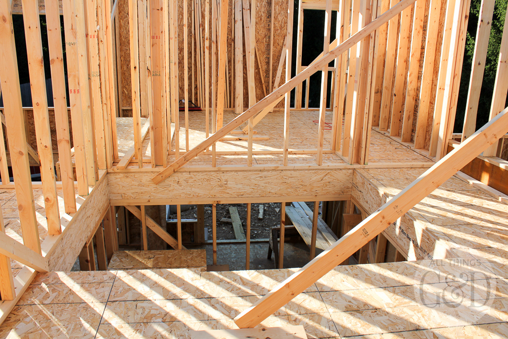 Second floor framing of the "ATG&D Dream Home" being built in Cambridge, WI - including a first look at the indoor balcony! #ATGDdreamhome