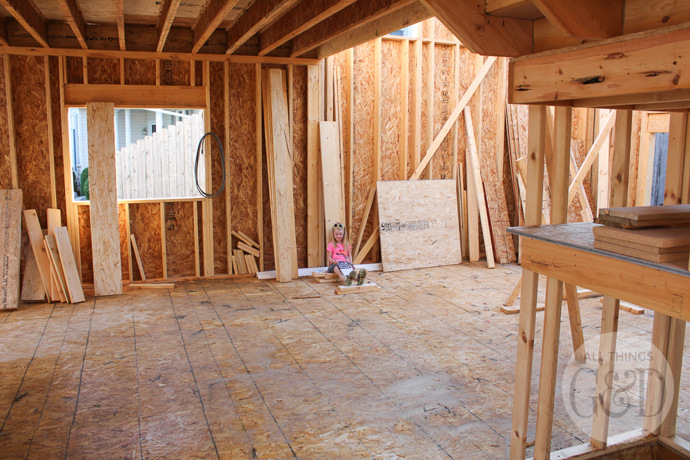 Second floor framing of the "ATG&D Dream Home" being built in Cambridge, WI - including a first look at the indoor balcony! #ATGDdreamhome