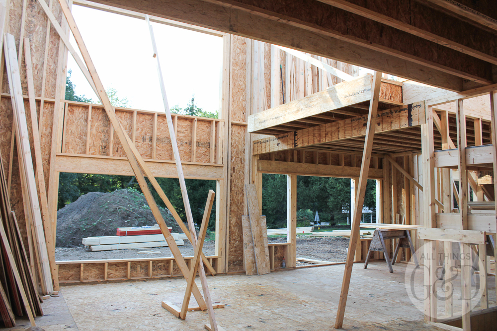 Second floor framing of the "ATG&D Dream Home" being built in Cambridge, WI - including a first look at the indoor balcony! #ATGDdreamhome