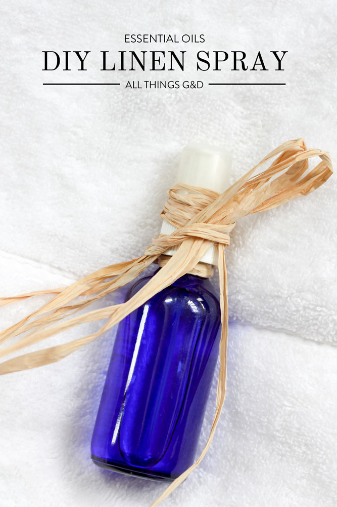 Homemade linen spray using essential oils - perfect for a holiday or housewarming gift. | All Things G&D #essentialoils #handmadegift #homemadegift