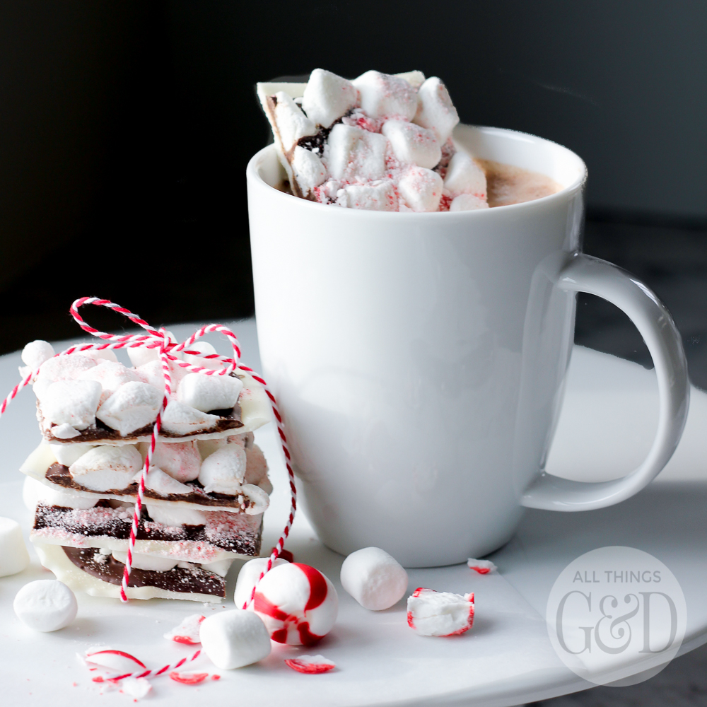 Stir a square of this Peppermint Chocolate Hot Cocoa Candy Mix-In into a cup of hot cocoa and turn it into the best (and easiest) peppermint hot cocoa you’ve ever tasted - also perfect for gift giving! | All Things G&D #essentialoils #hotcocoa #hotchocolate #handmadegift #homemadegift
