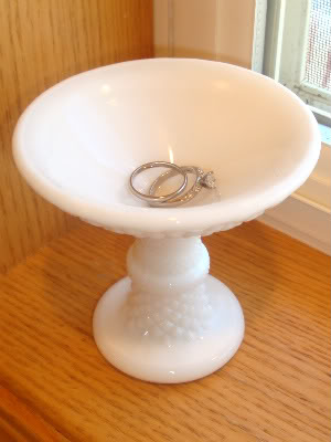Milk Glass Ring Holder