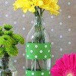 Two scraps of ribbon secured with double-stick tape are a quick and easy way to add some color to this tea jar.