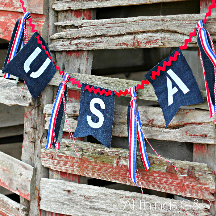 Patriotic Painted Denim Bunting