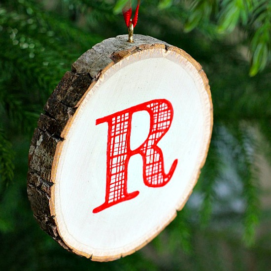 Monogrammed Wood Slice Ornament